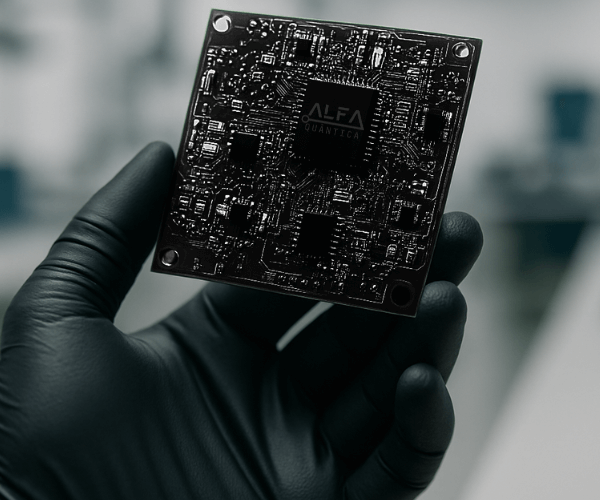 Placa eletrônica da Alfa Quântica, produzida com rigor para dispositivos biofísicos